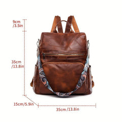 Vintage Zipper Backpack Classic All Match Rucksack for Travel