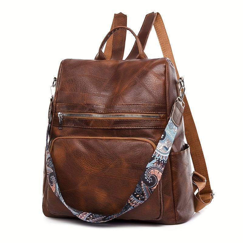 Vintage Zipper Backpack Classic All Match Rucksack for Travel
