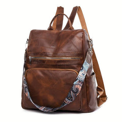 Vintage Zipper Backpack Classic All Match Rucksack for Travel