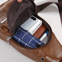 Men's PU Crossbody Bag With Earphone Hole Diagonal Shoulder Bag