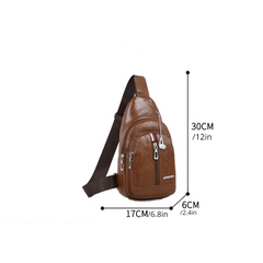 Men's PU Crossbody Bag With Earphone Hole Diagonal Shoulder Bag