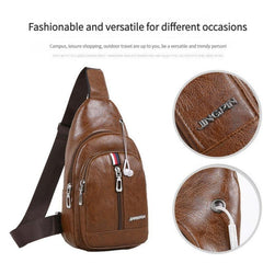 Men's PU Crossbody Bag With Earphone Hole Diagonal Shoulder Bag