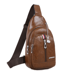 Men's PU Crossbody Bag With Earphone Hole Diagonal Shoulder Bag