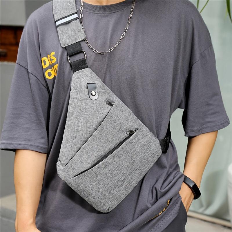 Men's Sports Checkered Shoulder Bag Casual Outdoor Chest Bag
