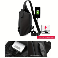 Men's Chest Bag Shoulder Messenger Bag USB Charging Casual Waterproof Backpack