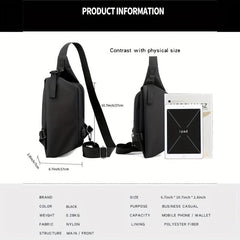 Men's Chest Bag Shoulder Messenger Bag USB Charging Casual Waterproof Backpack