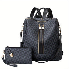 Geometric Pattern Backpack Purse, Two Way Shoulder Bag