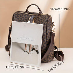 Geometric Pattern Backpack Purse, Two Way Shoulder Bag