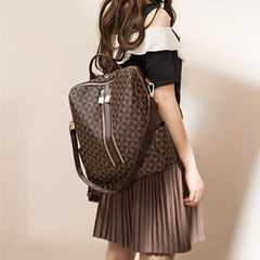 Geometric Pattern Backpack Purse, Two Way Shoulder Bag