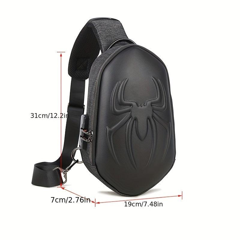 Spider Pattern Messenger Bag with USB Charging Port