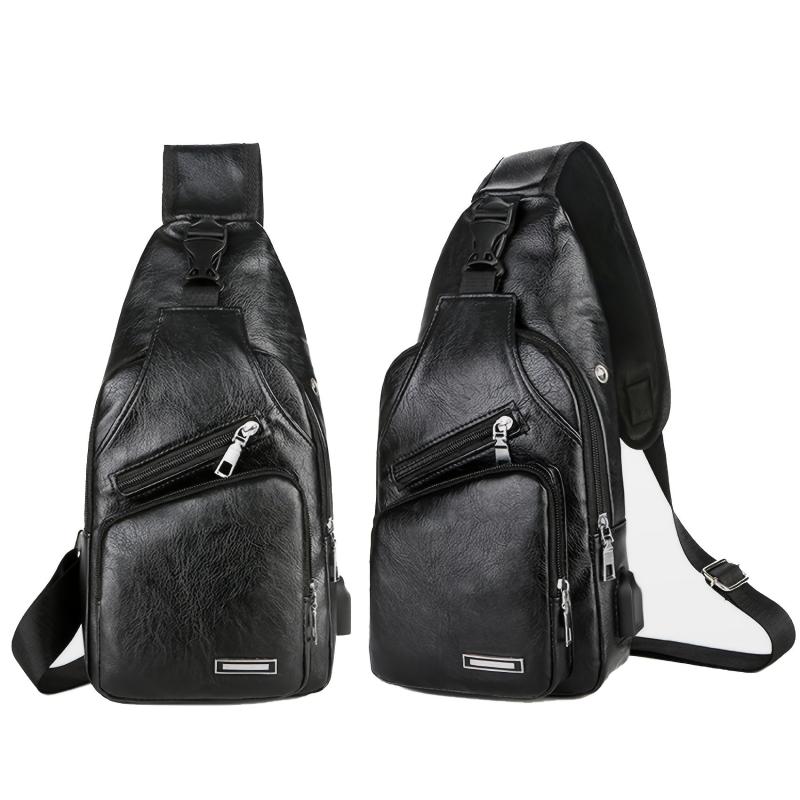 Chest Bag with USB Port Casual Shoulder Bag