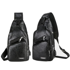 Chest Bag with USB Port Casual Shoulder Bag