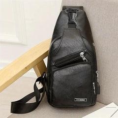 Chest Bag with USB Port Casual Shoulder Bag