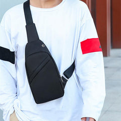 Men's Casual Chest Bag Crossbody with Earphone Hole