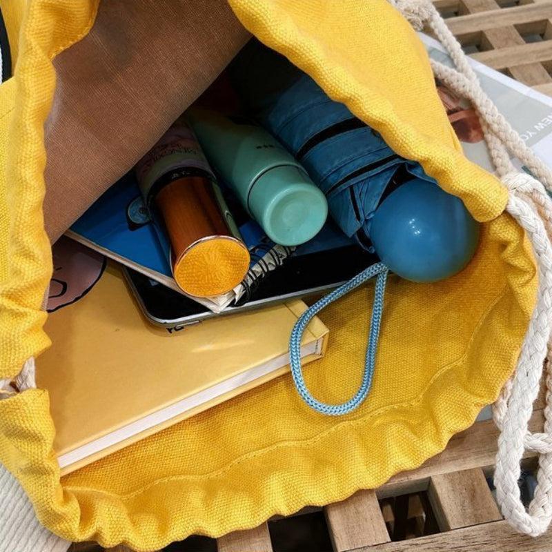 Casual Minimalist Drawstring Backpack Solid Versatile Storage Bag