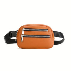 Men's Leather Waist Bag Chest Bag Shoulder Bag for Travel