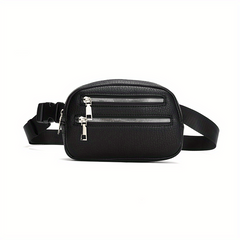 Men's Leather Waist Bag Chest Bag Shoulder Bag for Travel
