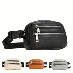 Men's Leather Waist Bag Chest Bag Shoulder Bag for Travel