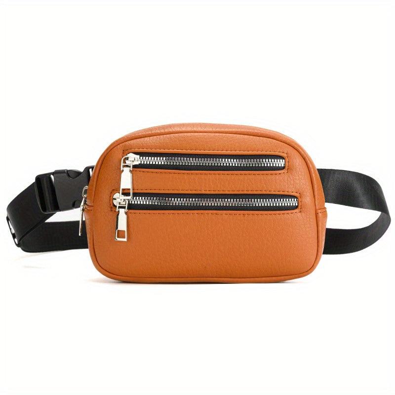 Men's Leather Waist Bag Chest Bag Shoulder Bag for Travel