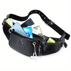 Leather Outdoors Fanny Bag Waist Bag For Men Travel Hiking Running