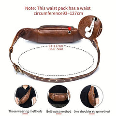 Leather Outdoors Fanny Bag Waist Bag For Men Travel Hiking Running