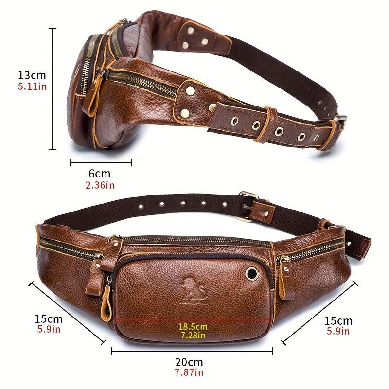 Leather Outdoors Fanny Bag Waist Bag For Men Travel Hiking Running