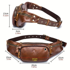 Leather Outdoors Fanny Bag Waist Bag For Men Travel Hiking Running