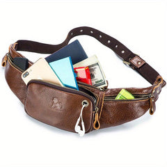 Leather Outdoors Fanny Bag Waist Bag For Men Travel Hiking Running