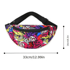 Men's Nylon Waist Bag Fanny Pack Phone Pouch Lightweight Art Print Gym Travel
