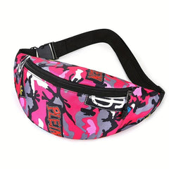 Men's Nylon Waist Bag Fanny Pack Phone Pouch Lightweight Art Print Gym Travel