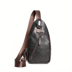 Men's PU Leather Chest Bag Single Shoulder Bag for Outdoor Sports Travel