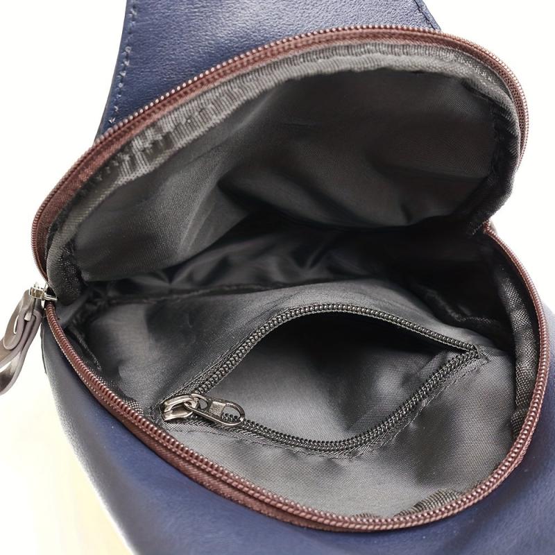 Men's PU Leather Chest Bag Single Shoulder Bag for Outdoor Sports Travel