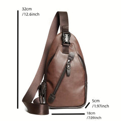 Men's PU Leather Chest Bag Single Shoulder Bag for Outdoor Sports Travel