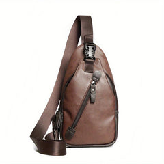 Men's PU Leather Chest Bag Single Shoulder Bag for Outdoor Sports Travel