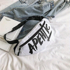 Letter Pattern Waist Bag Multifunctional Fanny Bag Outdoor Sports Cashier Bag