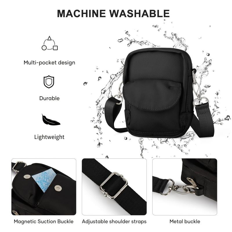 Casual Black Crossbody Bag for Men Lightweight Waterproof Mini Backpack