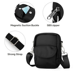 Casual Black Crossbody Bag for Men Lightweight Waterproof Mini Backpack