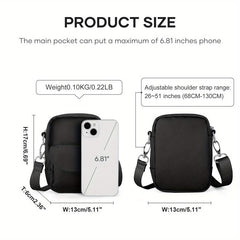 Casual Black Crossbody Bag for Men Lightweight Waterproof Mini Backpack