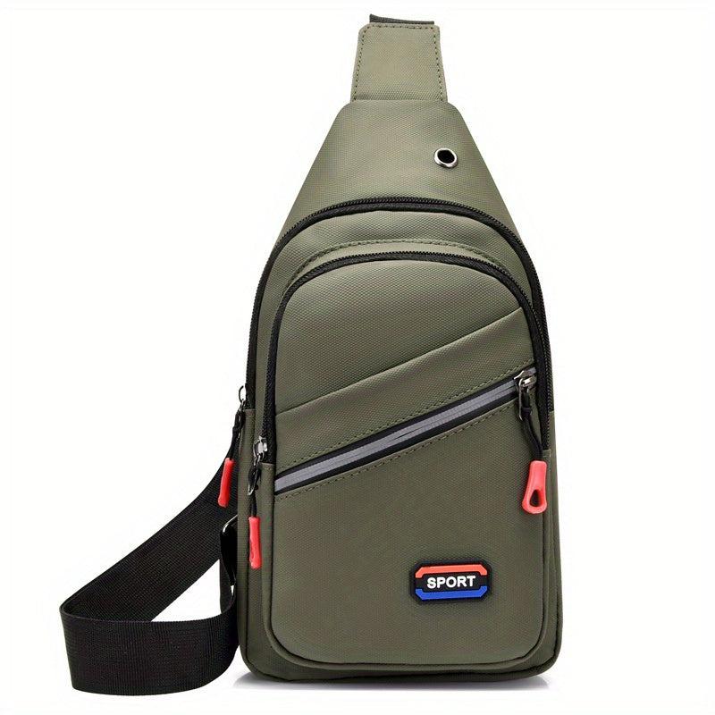 Men's Waterproof Nylon Chest Bag Large Capacity Crossbody Single Shoulder Bag