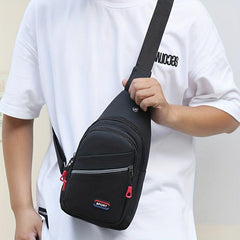 Men's Waterproof Nylon Chest Bag Large Capacity Crossbody Single Shoulder Bag