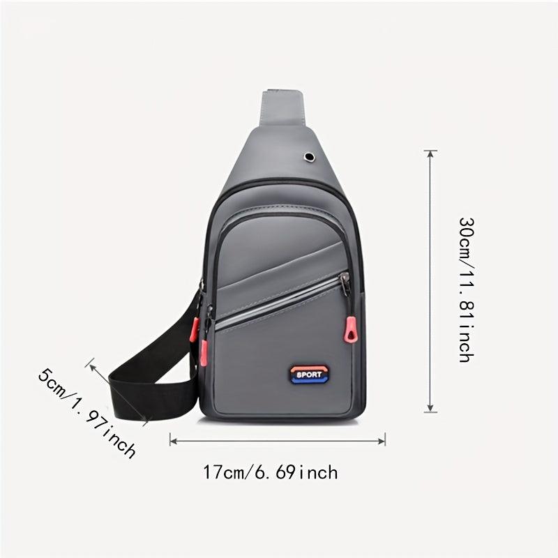 Men's Waterproof Nylon Chest Bag Large Capacity Crossbody Single Shoulder Bag
