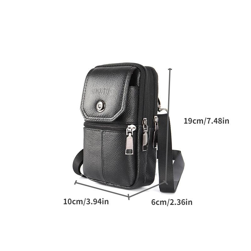 Cowhide Leather Phone Bag Waist Belt Fanny Bag