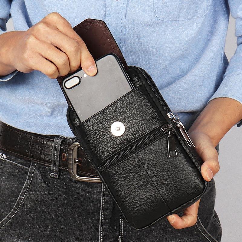 Cowhide Leather Phone Bag Waist Belt Fanny Bag
