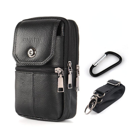 Cowhide Leather Phone Bag Waist Belt Fanny Bag