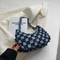 Plaid Pattern Underarm Bag Casual Baguette Bag Single Shoulder Bag