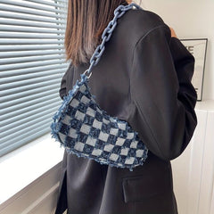 Plaid Pattern Underarm Bag Casual Baguette Bag Single Shoulder Bag