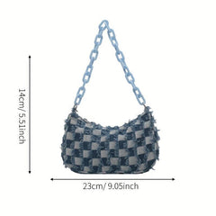 Plaid Pattern Underarm Bag Casual Baguette Bag Single Shoulder Bag