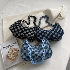 Plaid Pattern Underarm Bag Casual Baguette Bag Single Shoulder Bag