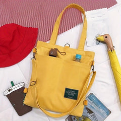 Canvas Tote Backpack Crossbody Bag for School