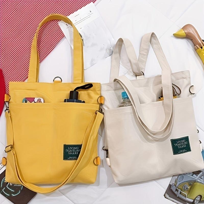 Canvas Tote Backpack Crossbody Bag for School